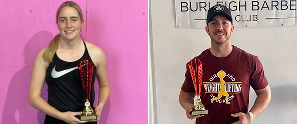 Most Improved Female Lifter Sophie Wann  - Most improved Male Lifter Justin Connor of Burleigh Barbell Club